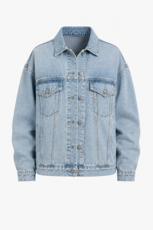 Oversized Light-Wash Denim Jacket